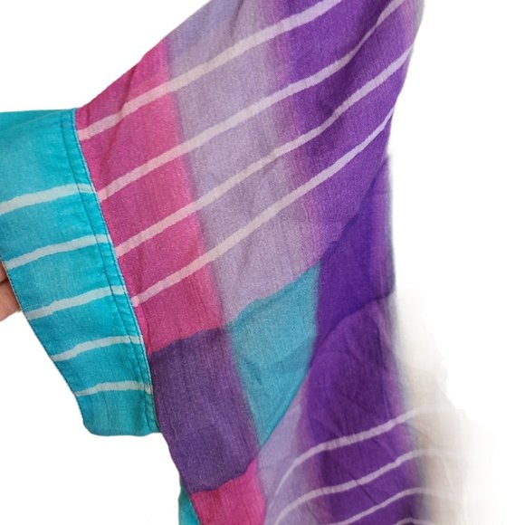 Soft Surroundings Blouse Tunic Top Painterly Plaid Shirt Multicolor Womens M - Picture 4 of 9